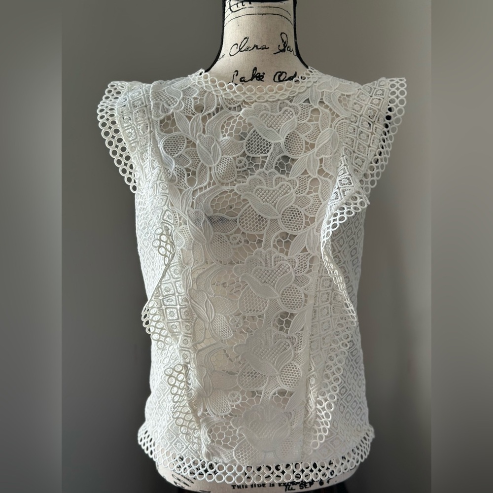 Ruffle & Lace Sleeveless Top | White House Black Market